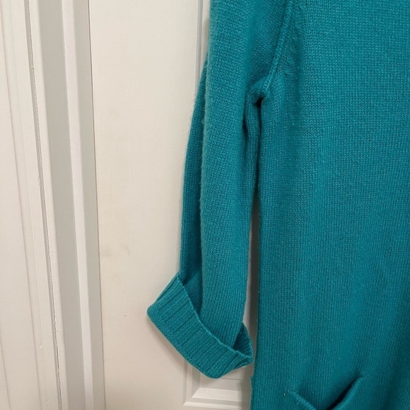 BCBGMAXAZRIA Womens Teal V-Neck Sweater women S Dress, Pockets 70% Wool 30% Yak - Picture 6 of 12